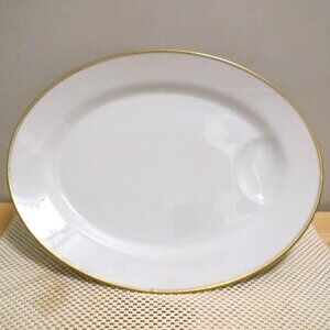 Oval Meat Serving Platter 15.75 Theodore Haviland Limoges Porcelain Double Gold